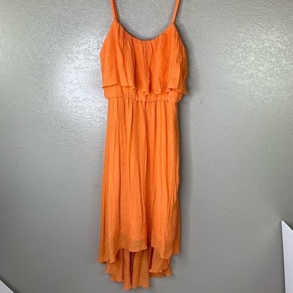 Studio Y Bright Orange High Low Handkerchief Dress Size Small New without Tag - Picture 15 of 16